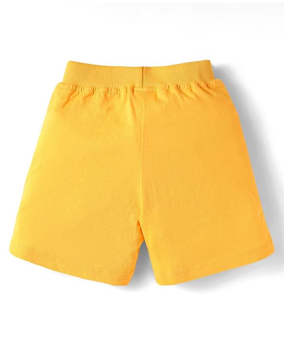 Babyhug Cotton Knit Mid Thigh Shorts with Animal Print Pack of 3 - Yellow Navy Blue & Light Green