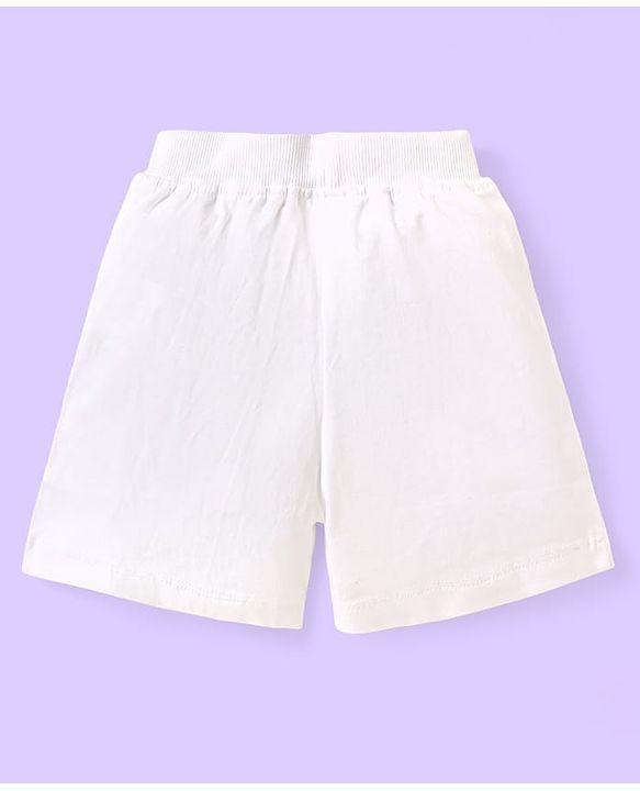 Babyhug Cotton Knit Mid Thigh Length Shorts with Beach Theme Print Pack of 3 - White Light Blue & Green