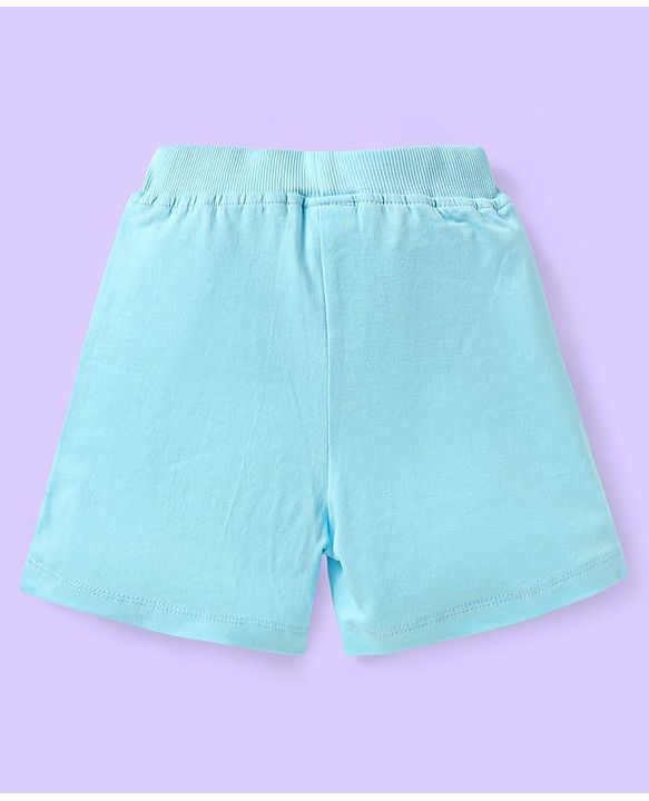 Babyhug Cotton Knit Mid Thigh Length Shorts with Beach Theme Print Pack of 3 - White Light Blue & Green