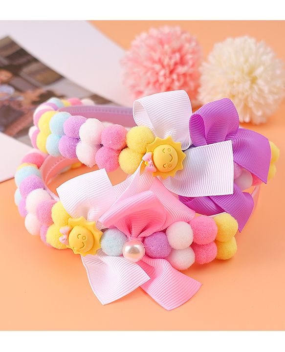 Babyhug Free Size Hair Bands With Bow Applique - Multicolor