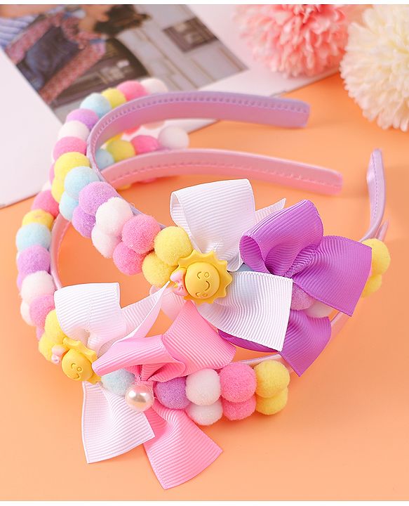 Babyhug Free Size Hair Bands With Bow Applique - Multicolor