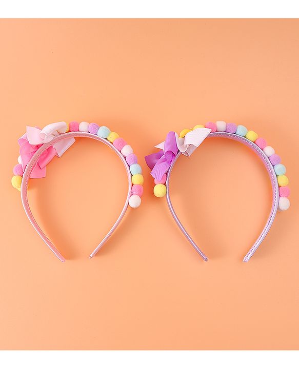 Babyhug Free Size Hair Bands With Bow Applique - Multicolor