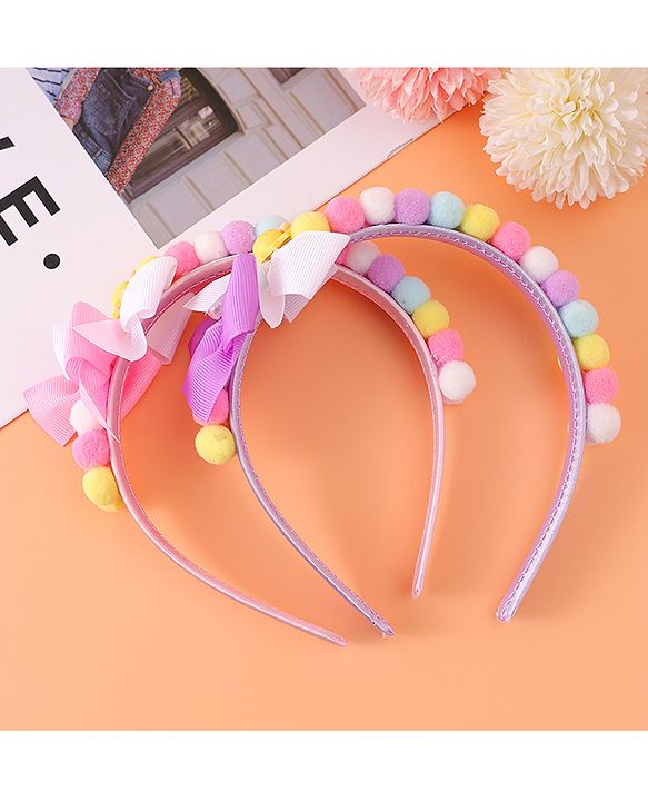 Babyhug Free Size Hair Bands With Bow Applique - Multicolor