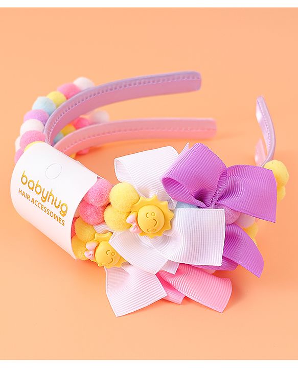 Babyhug Free Size Hair Bands With Bow Applique - Multicolor