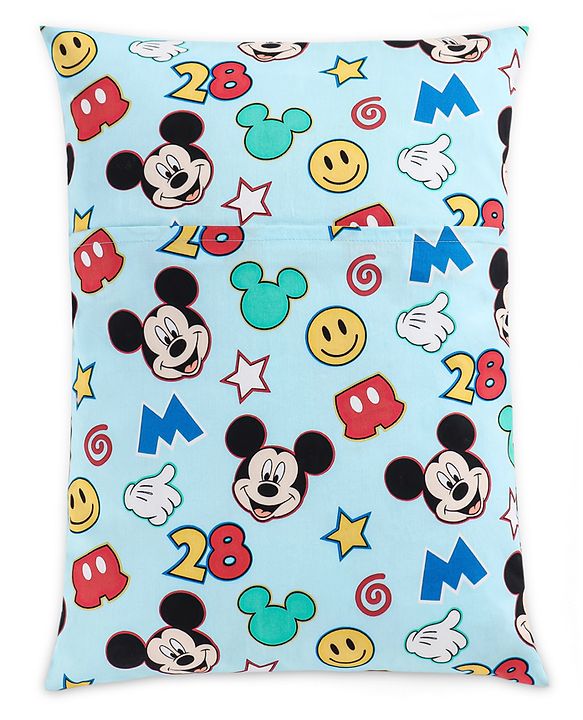 Babyhug Disney Cotton Rectangular Pillow With Smiley Mickey Face Print - Blue