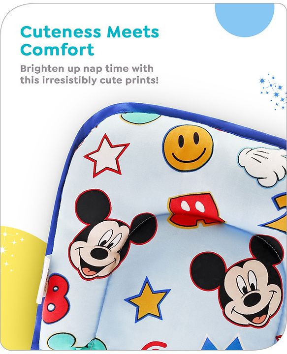 Babyhug Disney Cotton U Shape Pillow with Smiley Mickey Face Print - Blue