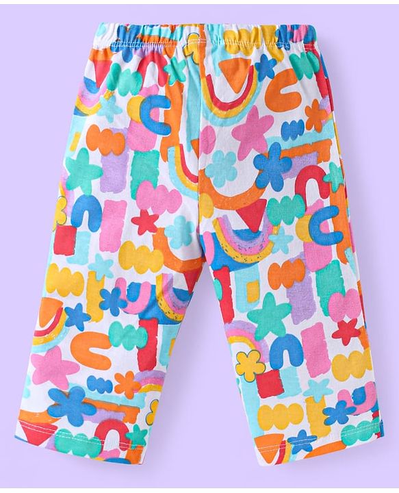 Babyhug Single Jersey Knit Full Sleeves Printed Night Suit - White