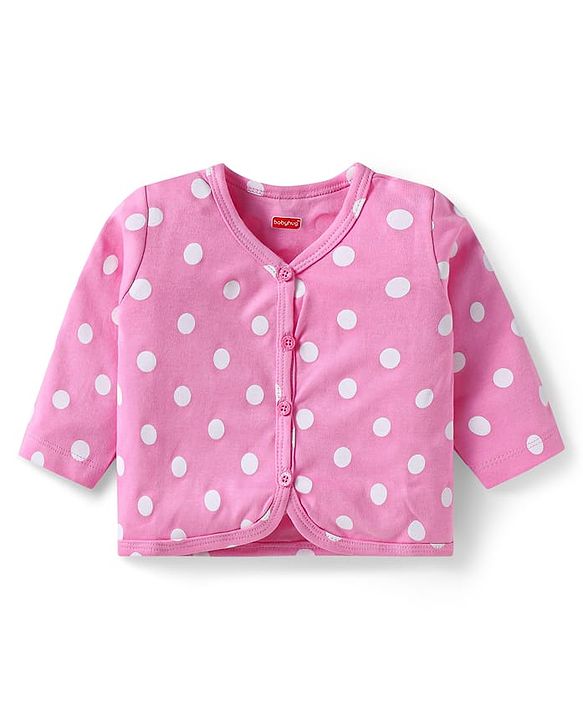Babyhug Interlock Knit Full Sleeves Night Suit With Polka Dot Print - Pink