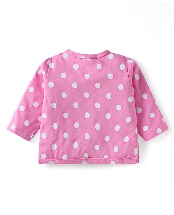 Babyhug Interlock Knit Full Sleeves Night Suit With Polka Dot Print - Pink