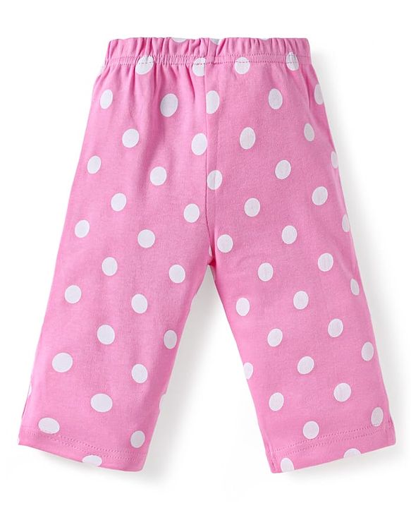 Babyhug Interlock Knit Full Sleeves Night Suit With Polka Dot Print - Pink