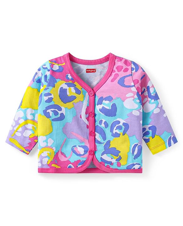 Babyhug Terry Knit Full Sleeves Printed Night Suit - Multi Colour