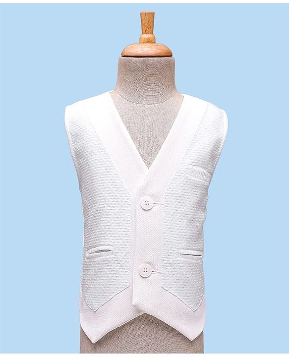 Babyhug Knit Full Sleeves Solid 3 Piece Party Suit With Bow - White & Black