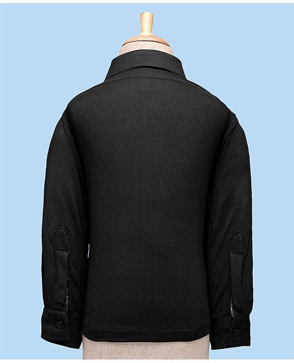 Babyhug Knit Full Sleeves Solid 3 Piece Party Suit With Bow - White & Black