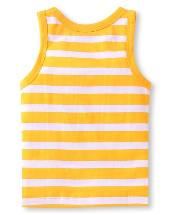 Babyhug 100% Cotton Knit Half Sleeves Sando Vests With Construction Vehicles Print Pack of 3 - Red Yellow & Navy Blue