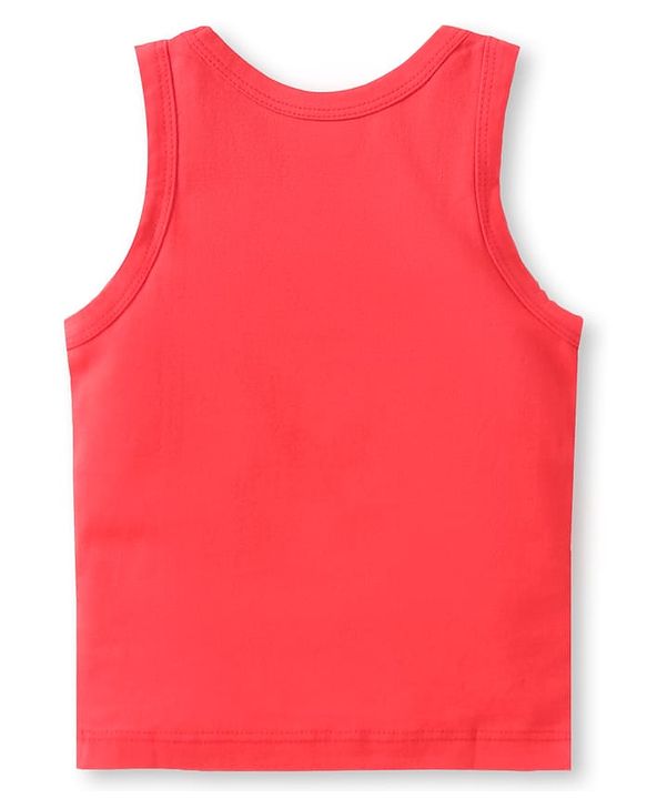 Babyhug 100% Cotton Knit Half Sleeves Sando Vests With Construction Vehicles Print Pack of 3 - Red Yellow & Navy Blue