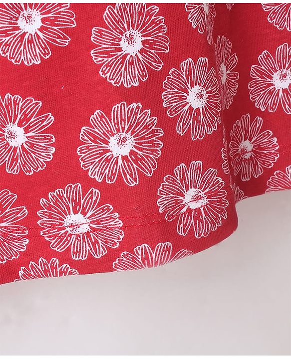 Babyhug Single Jersey Knit Sleeveless Frocks With Floral Applique - Pink