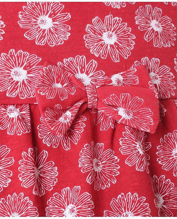 Babyhug Single Jersey Knit Sleeveless Frocks With Floral Applique - Pink