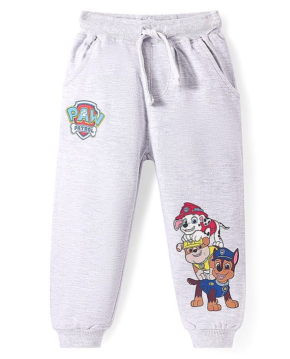 Babyhug Cotton Knit Full Length Lounge Pant with Paw Patrol Print - Grey