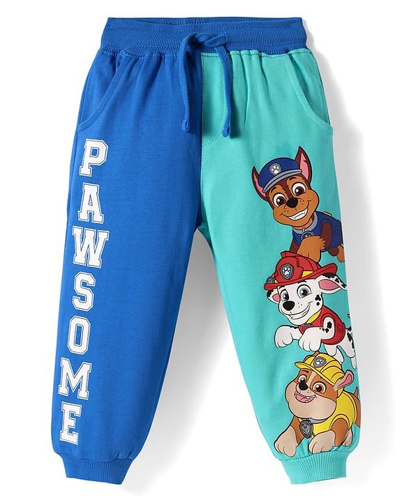 Babyhug Cotton Knit Full Length Lounge Pant with Paw Patrol Print - Blue