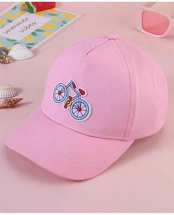 Babyhug Baseball Cap with Cycle Print Pink - Diameter 14cm