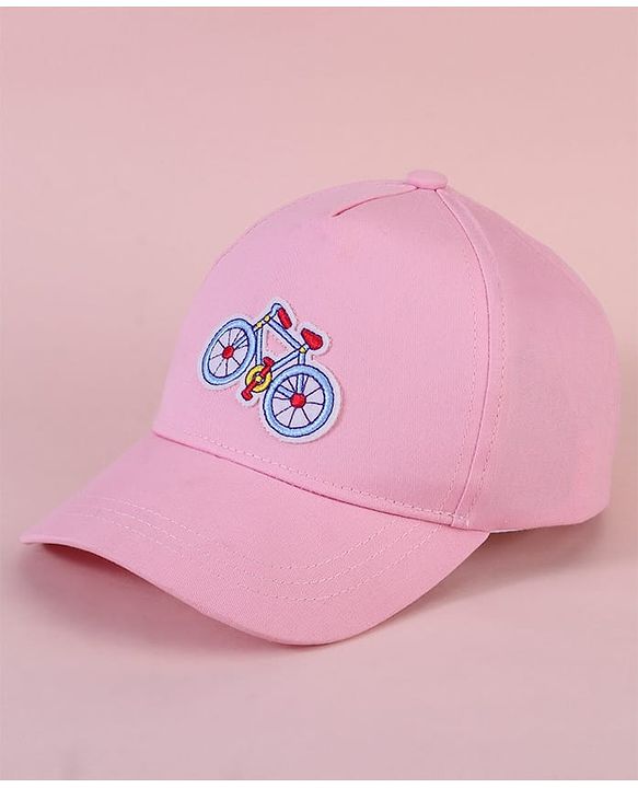 Babyhug Baseball Cap with Cycle Print Pink - Diameter 14cm