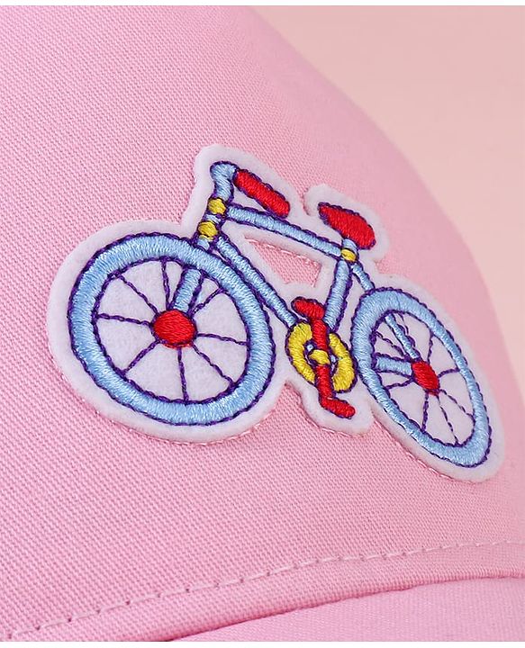 Babyhug Baseball Cap with Cycle Print Pink - Diameter 14cm