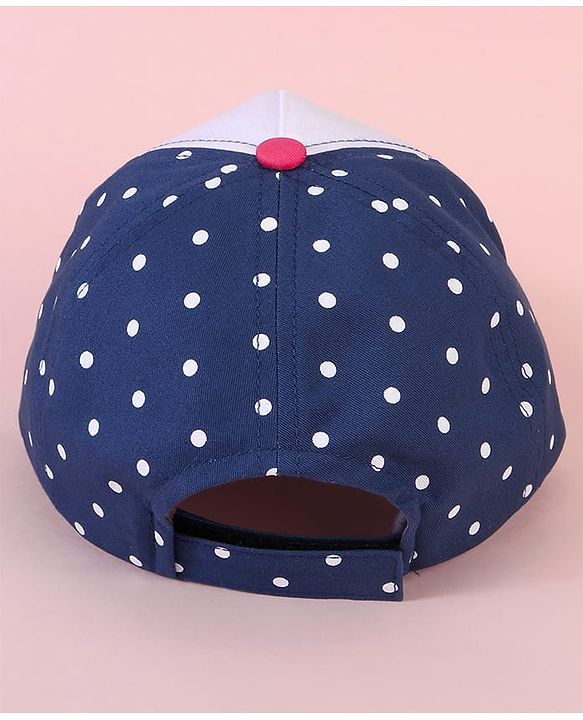 Babyhug Baseball Cap with Minnie Mouse & Text Print White & Navy Blue - Diameter 14cm