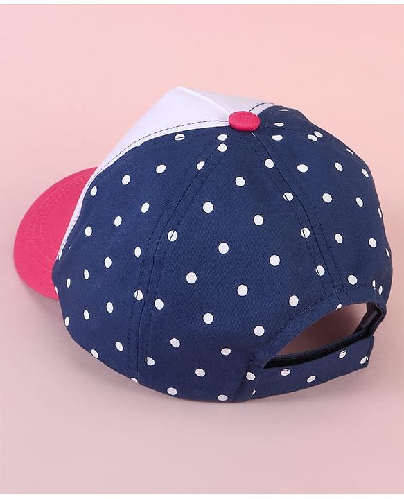Babyhug Baseball Cap with Minnie Mouse & Text Print White & Navy Blue - Diameter 14cm