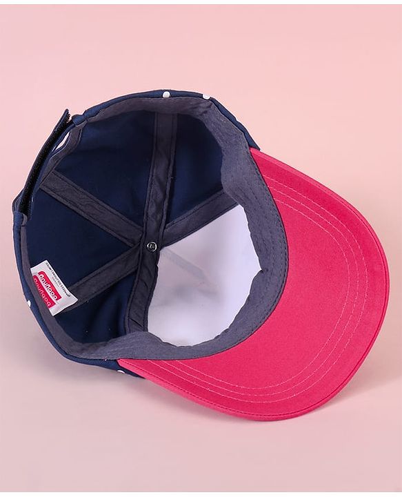 Babyhug Baseball Cap with Minnie Mouse & Text Print White & Navy Blue - Diameter 14cm
