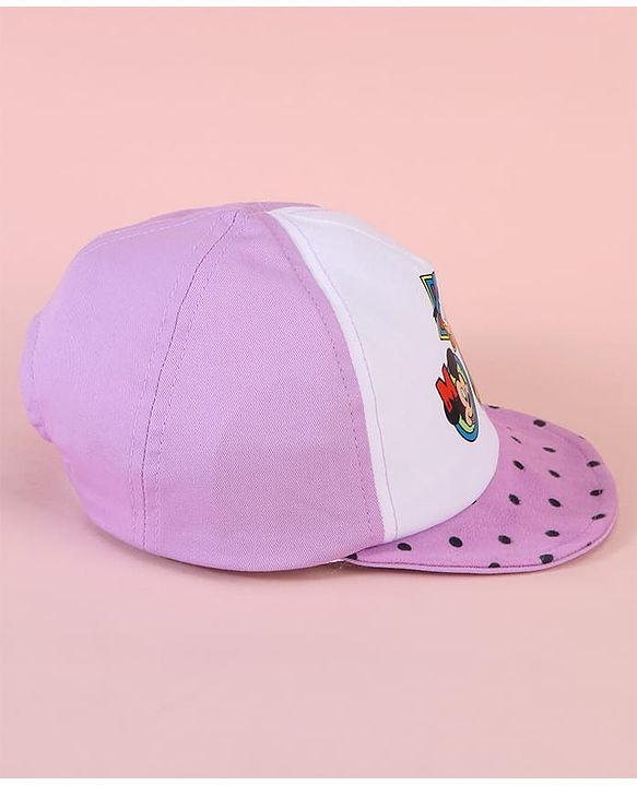 Babyhug Baseball Cap with Mickey & Friends Print White & Purple - Diameter 16cm