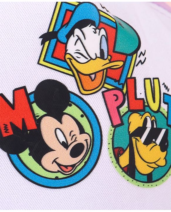 Babyhug Baseball Cap with Mickey & Friends Print White & Purple - Diameter 16cm