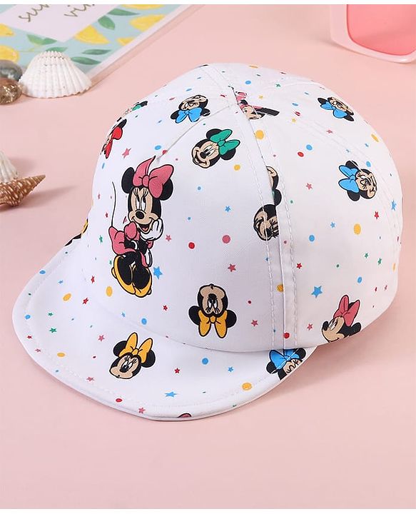 Babyhug Baseball Cap with Minnie Mouse White - Diameter 16cm
