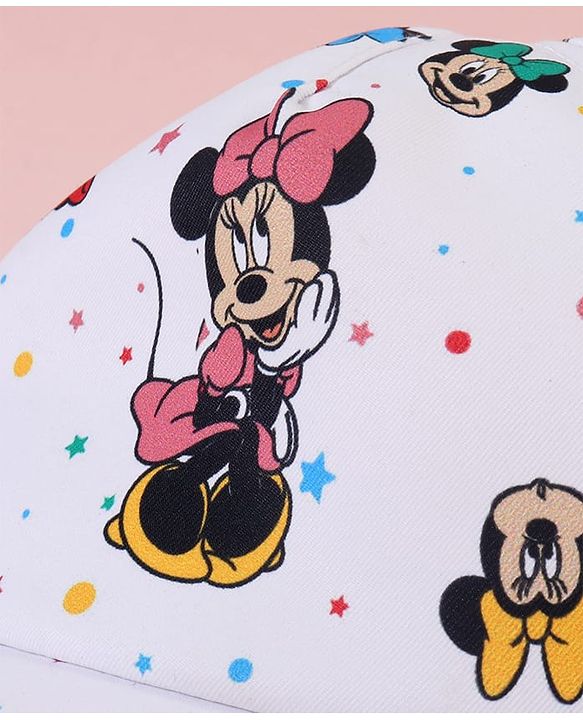 Babyhug Baseball Cap with Minnie Mouse White - Diameter 16cm