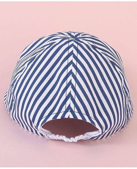 Babyhug Baseball Cap with Stripes White & Navy Blue - Diameter 16cm