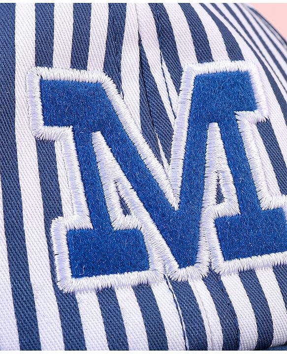 Babyhug Baseball Cap with Stripes White & Navy Blue - Diameter 16cm