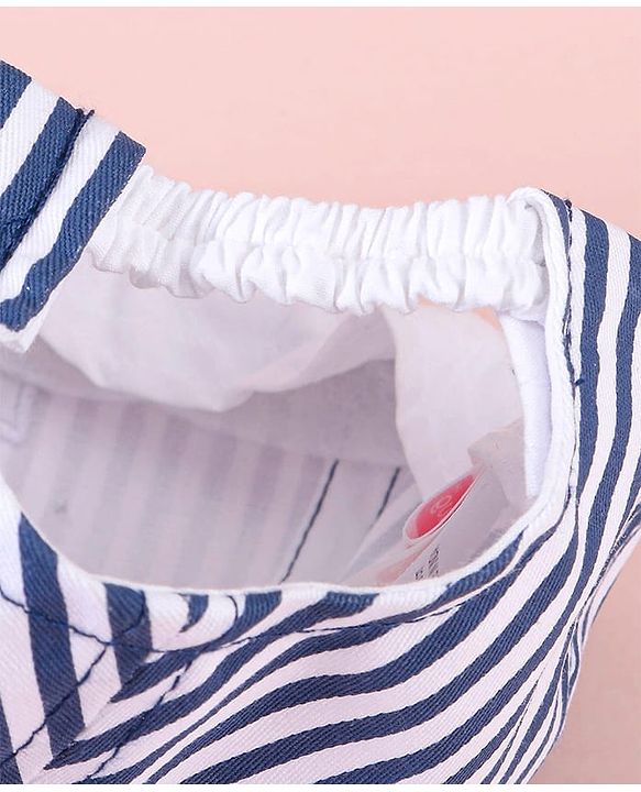 Babyhug Baseball Cap with Stripes White & Navy Blue - Diameter 16cm