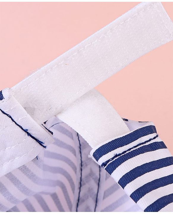 Babyhug Cotten Blend Baseball Cap With Striped Print Navy Blue - Diameter 17 cm