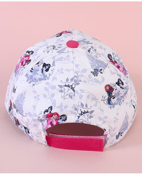 Babyhug Baseball Cap with Disney Princess Print  Pink & White - Diameter 13