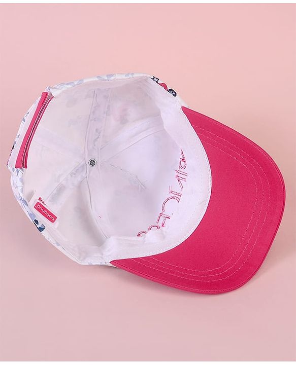 Babyhug Baseball Cap with Disney Princess Print  Pink & White - Diameter 13