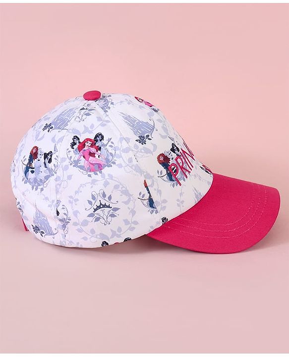 Babyhug Baseball Cap with Disney Princess Print  Pink & White - Diameter 13