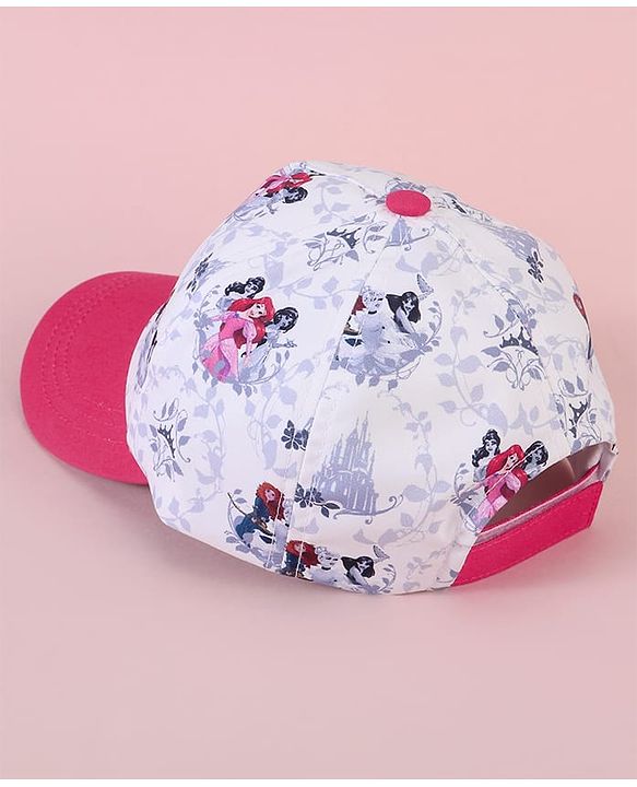 Babyhug Baseball Cap with Disney Princess Print  Pink & White - Diameter 13
