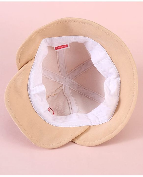 Babyhug  Baseball Cap with Ear Applique & Number Embroidery Beige - Diameter 16 cm