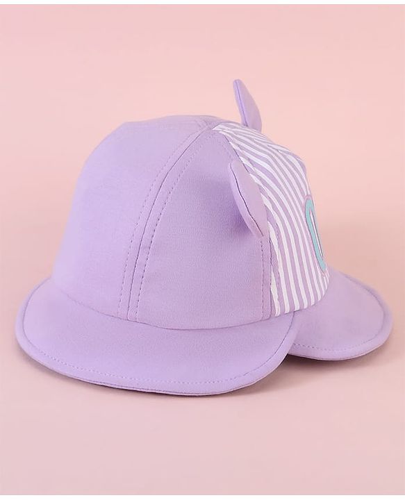 Babyhug  Baseball Cap with Ear Applique & Number Embroidery Purple - Diameter 16 cm