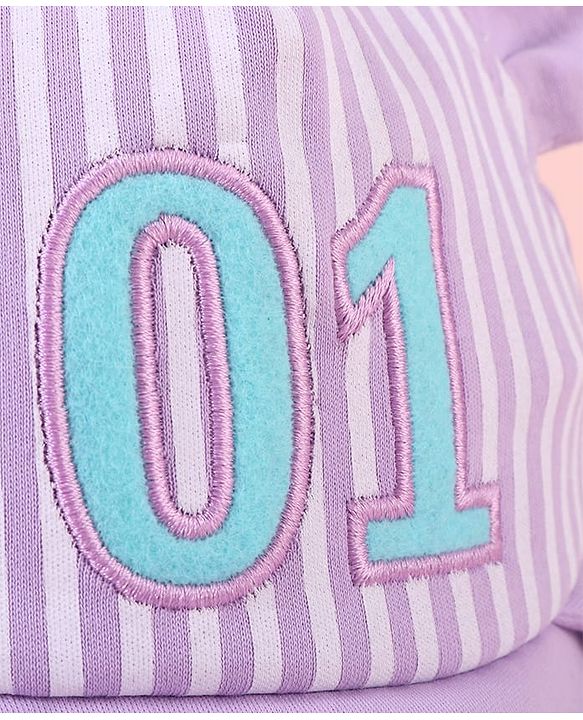 Babyhug  Baseball Cap with Ear Applique & Number Embroidery Purple - Diameter 16 cm