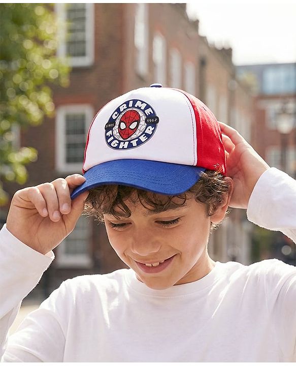 Pine Kids Cotton Blend Baseball Caps with Spider Man Print Red - Diameter 27.5 cm