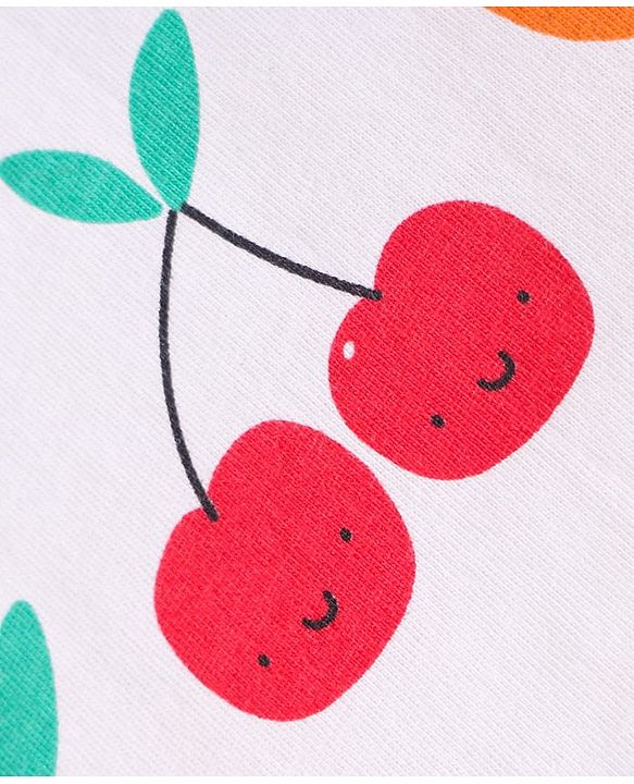 Babyhug 100% Cotton Knit Sleeveless Sandos With Stripes & Fruits Print Pack of 3 - Red Yellow & White
