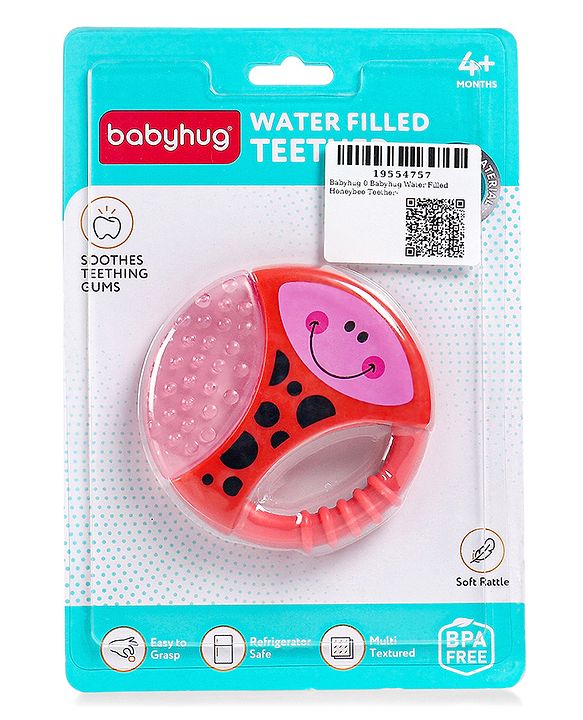 Babyhug Water Filled Honeybee Teether With Soft Sound Rattle - Red