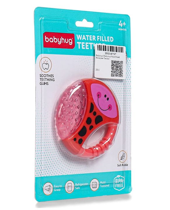 Babyhug Water Filled Honeybee Teether With Soft Sound Rattle - Red
