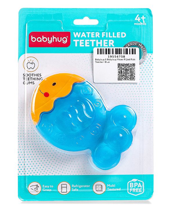 Babyhug Water-Filled Fish Shaped Teether - Blue | Safe, Soothing, and BPA-Free Teething Toy for Infants | Child-Safe Material | Promotes Oral Comfort & Sensory Development | Non-Toxic | BIS Certified