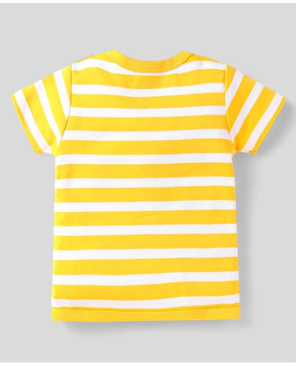 Babyhug 100% Cotton Interlock Knit Front Open Half Sleeves jhablas With Striped & Animal Print Pack Of 3 - Red Yellow & White